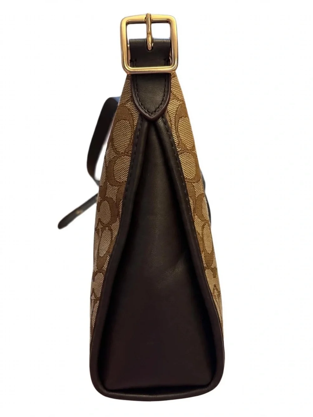 Coach 25697 Signature Jacquard Dufflette Hobo Khaki Brown Gold 2022